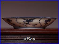 Unique Chinese Qing Dynasty KangXi Old Plate Blue and white Porcelain Dish HX61