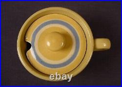 VERY RARE 1800s ANTIQUE BLUE & WHITE BAND MUSTARD POT YELLOW WARE MINT