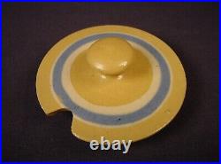 VERY RARE 1800s ANTIQUE BLUE & WHITE BAND MUSTARD POT YELLOW WARE MINT