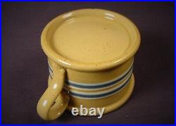 VERY RARE 1800s ANTIQUE BLUE & WHITE BAND MUSTARD POT YELLOW WARE MINT