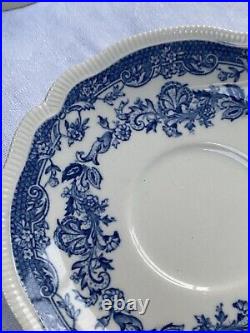 VGC 5 Johnson Brothers Blue & White Persian Tulip Tea Cups, Saucers & Plates