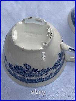 VGC 5 Johnson Brothers Blue & White Persian Tulip Tea Cups, Saucers & Plates