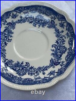 VGC 5 Johnson Brothers Blue & White Persian Tulip Tea Cups, Saucers & Plates