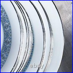 VINTAGE ROYAL DOULTON Bone China'Counterpoint' Tableware White Blue Silver