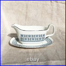 VINTAGE ROYAL DOULTON Bone China'Counterpoint' Tableware White Blue Silver