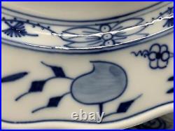 VTG 19TH C. Meissen Pottery Salad Plates Blue White Onion Cross Sword Set Of 4