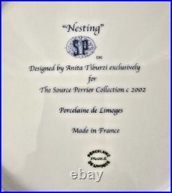 VTG 2002 Limoge Porcelain Dinner Plate, Blue & White Source Perrier Collection