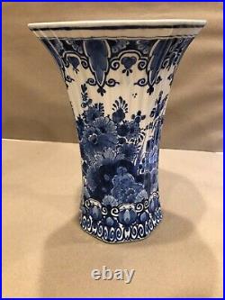VTG DELFT-Holland pair of 10 Vases Blue and White China Floral Design numbered