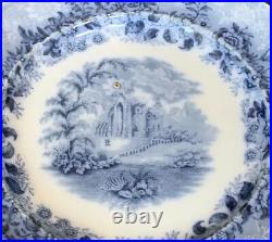 VTG PLATE STAFFORDSHIRE BLUE & WHITE'OLD CASTLE'' MID 19th MARK IN CENTER 8.5