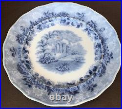 VTG PLATE STAFFORDSHIRE BLUE & WHITE'OLD CASTLE'' MID 19th MARK IN CENTER 8.5