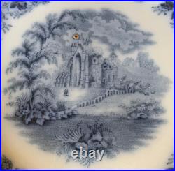 VTG PLATE STAFFORDSHIRE BLUE & WHITE'OLD CASTLE'' MID 19th MARK IN CENTER 8.5