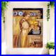 VTG Unframed Painting Mother & Baby In The Kitchen Blue White Plates 1980 9X12