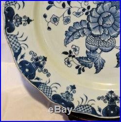 Very Fine Chinese 18th c. Blue White Porcealin Charger Plate Pomegranate Florals