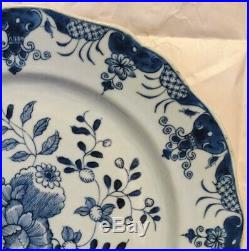 Very Fine Chinese 18th c. Blue White Porcealin Charger Plate Pomegranate Florals
