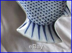 Very Good Antique Japanese Fish Form Dish Signed Blue and White Finest Quality