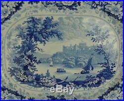 Very Large Staffordshire Blue & White Turkey/Meat Dish/Plate. Windsor Castle