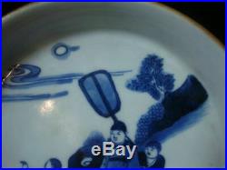 Very Rare Antique Chinese Blue White Hand Painted Porcelain Plate Marks