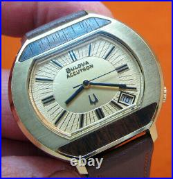 Very Rare Serviced Accutron 2181 Bulova Gold Plate Tuning Fork Men's Watch N3
