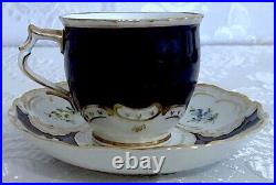 Vg German Lindner Kueps Dresden Hofburg HP Cobalt Blue Tea Coffee Set Artist Sig