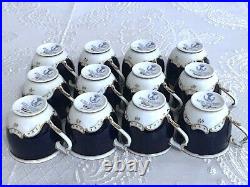 Vg German Lindner Kueps Dresden Hofburg HP Cobalt Blue Tea Coffee Set Artist Sig