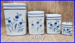 Viana Do Castelo- Portugal Hand Painted Canister Set of 4 Blue White Floral