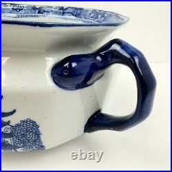 Victoria Ware Ironstone Blue Willow Single Snake Handle Chamber Pot 9 x 5.25