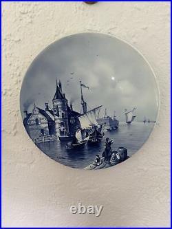 Villeroy Boch Mettlach Wall Plate Charger HUGE A Heide Blue White Delft