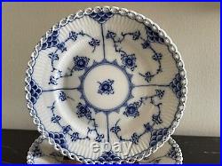 Vintage 12 Royal Copenhagen Blue Fluted Full Lace 6 Bread Plates # 1088