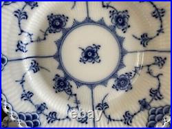 Vintage 12 Royal Copenhagen Blue Fluted Full Lace 6 Bread Plates # 1088