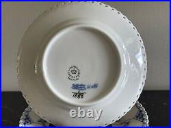 Vintage 12 Royal Copenhagen Blue Fluted Full Lace 6 Bread Plates # 1088