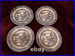 Vintage 1988 ROBERT STEFFY Blue Willow Metal Enamel Plates X4 SAN FRANCISCO