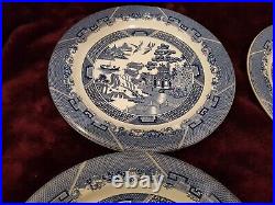 Vintage 1988 ROBERT STEFFY Blue Willow Metal Enamel Plates X4 SAN FRANCISCO