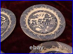 Vintage 1988 ROBERT STEFFY Blue Willow Metal Enamel Plates X4 SAN FRANCISCO