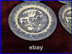 Vintage 1988 ROBERT STEFFY Blue Willow Metal Enamel Plates X4 SAN FRANCISCO