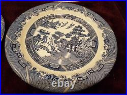 Vintage 1988 ROBERT STEFFY Blue Willow Metal Enamel Plates X4 SAN FRANCISCO