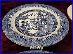 Vintage 1988 ROBERT STEFFY Blue Willow Metal Enamel Plates X4 SAN FRANCISCO
