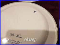 Vintage 1988 ROBERT STEFFY Blue Willow Metal Enamel Plates X4 SAN FRANCISCO