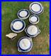 Vintage 30s Burleigh Ware 24 Piece Dinner Service in Cobalt Blue and White