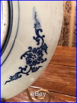 Vintage ASIAN CHINESE Blue & White Floral Dragon Dish Plate 11.5