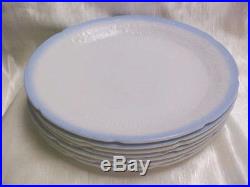 Vintage Anchor Hocking Glass Vitrock White Blue Trim Alice Pattern Dinner Plates