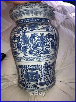 Vintage Antique Blue White Canton Chinese China 20th Century Garden Seat