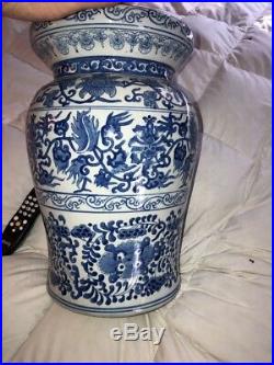 Vintage Antique Blue White Canton Chinese China 20th Century Garden Seat