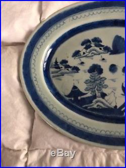 Vintage Antique Blue White Canton Chinese China Late 19th Century Server 13