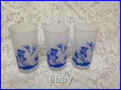 Vintage, Blue Willow 7-pc Frosted White Set, Water, Juice or Iced Tea Set