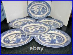 Vintage Blue Willow set of 6 Oval steak Plates 11.5 x 9