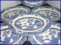 Vintage Blue Willow set of 6 Oval steak Plates 11.5 x 9