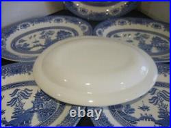 Vintage Blue Willow set of 6 Oval steak Plates 11.5 x 9