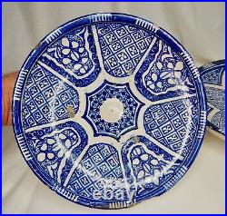 Vintage Blue and White Moroccan Pottery Plates 84037