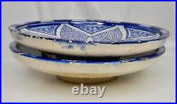 Vintage Blue and White Moroccan Pottery Plates 84037