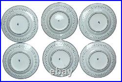 Vintage Chinese Blue & White 5 Toe Dragon Rice Grain Pattern Plates Signed X6